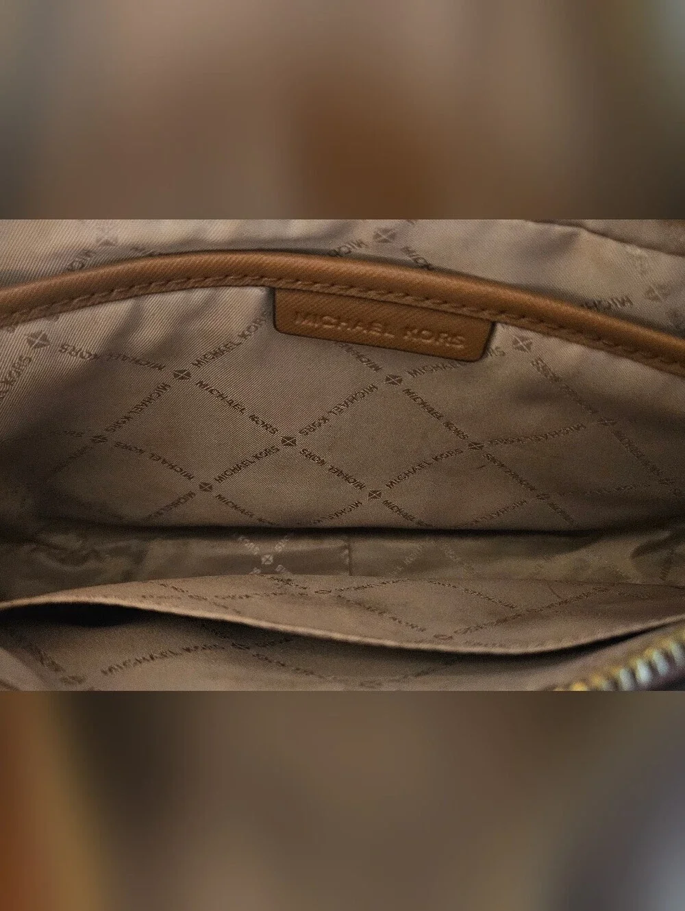 Michael Kors Brown Logo Camera Bag with Gold Hardware